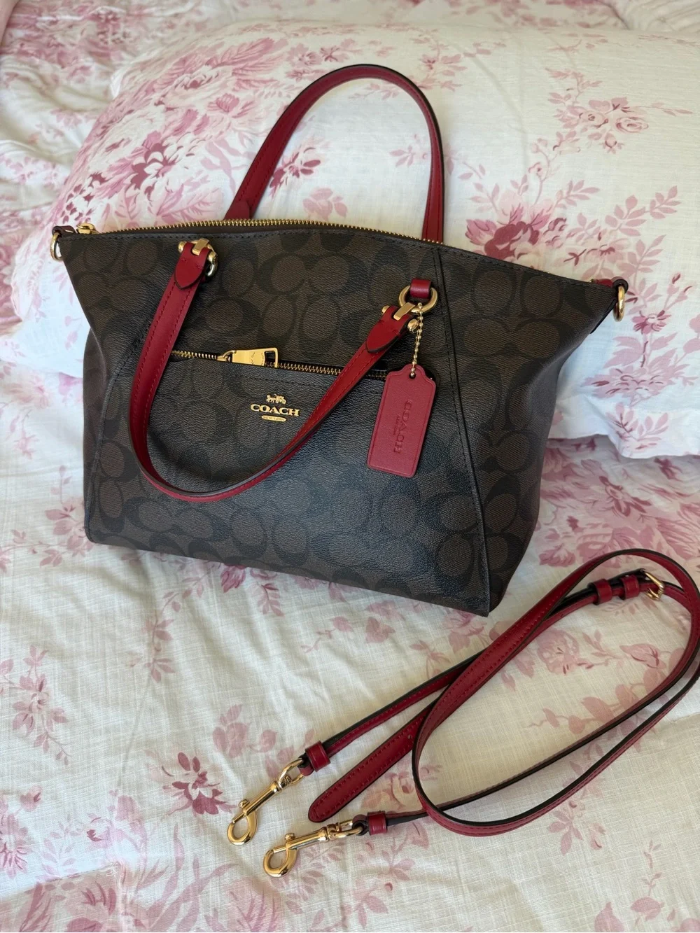 EUC COACH BROWN MONOGRAM SMALL CROSSBODY/HANDBAG - Picture 4 of 11